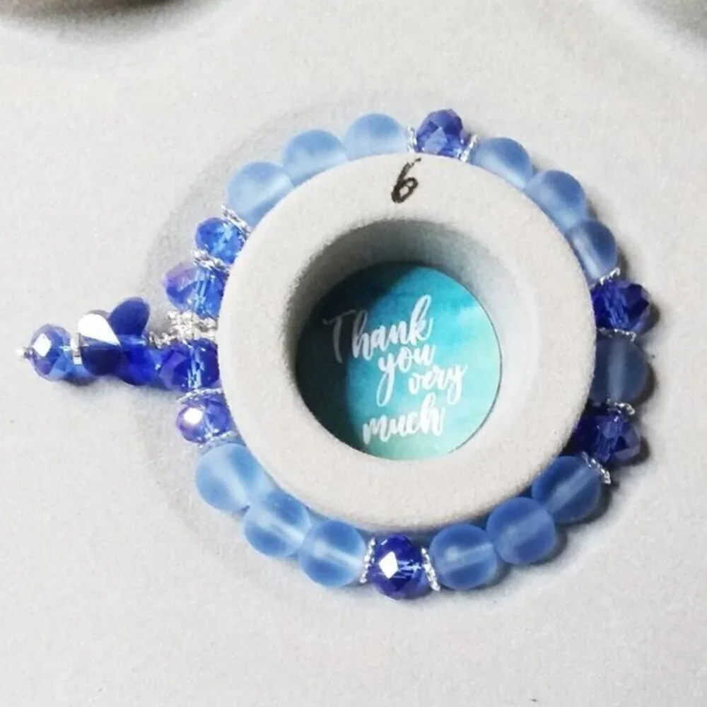 Beaded Blue Butterfly Stretch Bracelet! Dainty Girls + Pre-Teens 5.5-6" Wrists - Picture 5 of 5